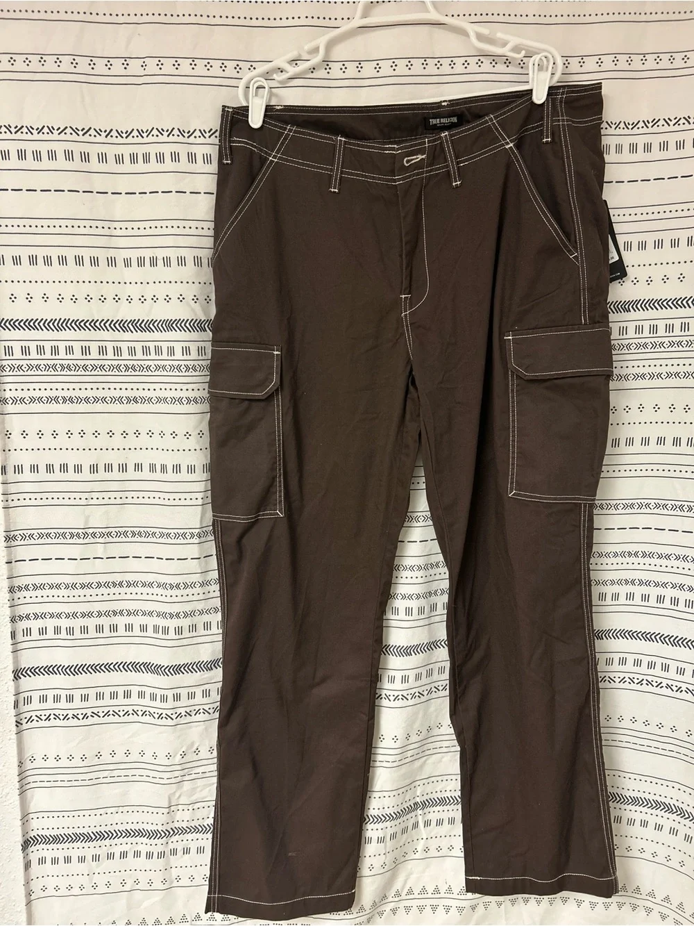 NEW True‎ Religion Men’s Big T Military Cargo Pants Bracken Brown Sz 36 $159